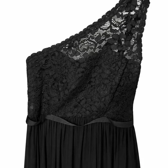 David’s Bridal One Shoulder Long Lace Dress Black Size 10 NWT - Picture 3 of 9